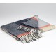 châle laine lambswool McNutt of Donegal motif patchwork gris orange
