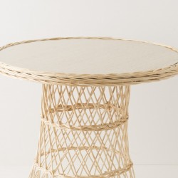 Plateau de verre pour table osier naturel 80 cm