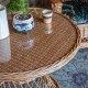 Plateau de verre pour table osier brun 80 cm en ambiance