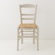 Chaise en paille beige lin de face
