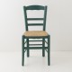 Chaise en paille vert sapin de face