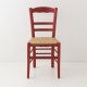 Chaise en paille rouge de face