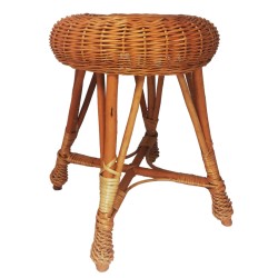Tabouret rond en osier