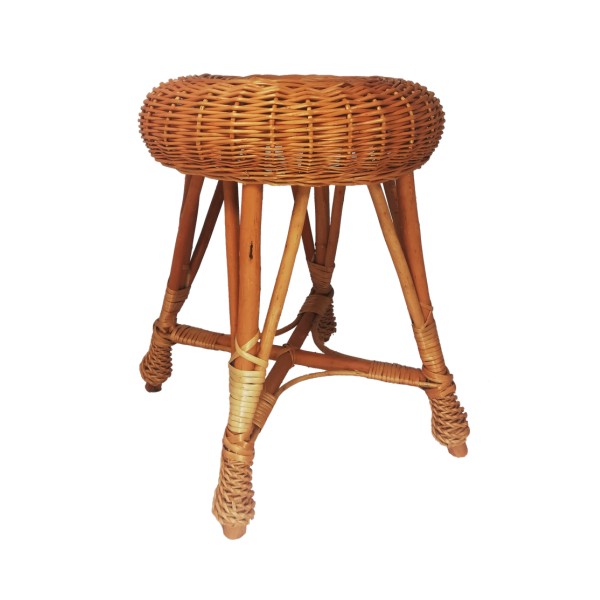Tabouret rond en osier